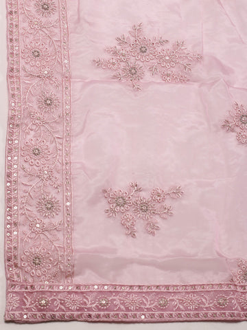 Embroidery Organza Unstitched Suit Piece With Dupatta