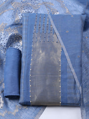 Woven Design Chanderi Unstitched Kurta With Pant & Dupatta