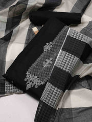 Neck Embroidered Cotton Unstitched Suit Piece With Dupatta