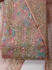 All Over Embroidery Organza Unstitched Suit Piece With Dupatta