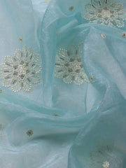 Neck Embroidery Organza Unstitched Suit Piece With Dupatta