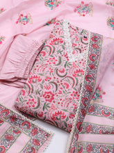 Printed Chanderi Kurta With Pants & Dupatta