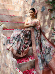 Digital Floral Printed Handloom Saree