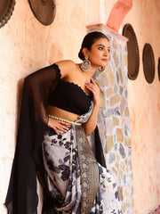 Digital Floral Printed Handloom Saree