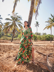 Digital Floral Printed Crepe Kaftan Dress
