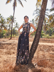 Digital Floral Printed Crepe Gown