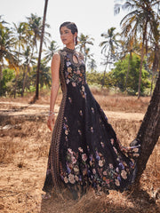 Digital Floral Printed Crepe Gown