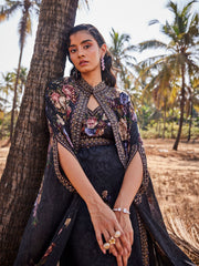 Digital Floral Printed Crepe Kaftan Dress