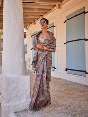 Digital Floral Printed Organza Saree