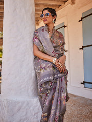 Digital Floral Printed Organza Saree