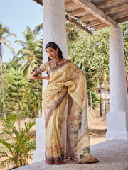 Sequin Work Printed Organza Saree