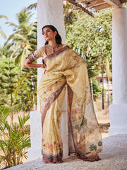 Sequin Work Printed Organza Saree