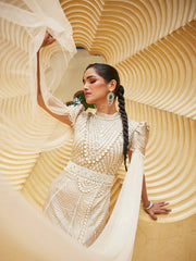 Digital Printed Crepe Gown Dress With Front Slit