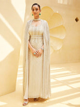 Digital Printed Crepe Gown Dress With Cape