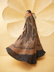 Digital Printed Crepe Gown Dress With Cape