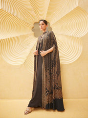 Digital Printed Crepe Gown Dress With Cape