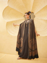 Digital Printed Crepe Gown Dress With Cape