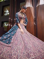 Embroidered Georgette Choli With Lehenga & Dupatta