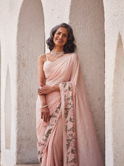 Sequin Work Printed Georgette Saree