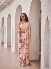Sequin Work Printed Georgette Saree