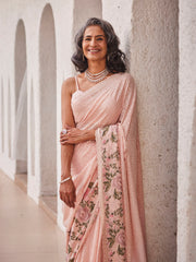 Sequin Work Printed Georgette Saree