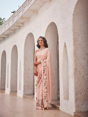 Sequin Work Printed Georgette Saree