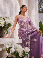 Sequin Embroidery Organza Saree
