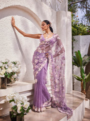 Sequin Embroidery Organza Saree