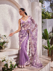 Sequin Embroidery Organza Saree