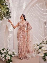 Cutdana Embroidery Net Saree