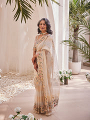 Zari Embroidered Border Tissue Saree