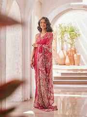 Stone Work Printed Georgette Saree