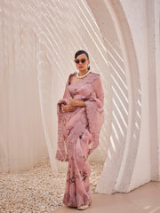 Digital Floral Printed Organza Saree