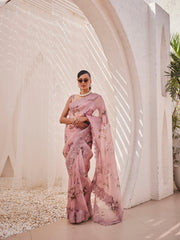 Digital Floral Printed Organza Saree