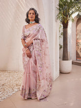 Resham Embroidered Border Tissue Saree