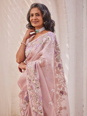Resham Embroidered Border Tissue Saree