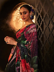 Floral Embroidered Georgette Saree