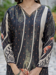 Printed Embroidered Art Silk Kurta With Pants & Dupatta