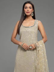Sequin Embroidered Georgette Kurti With Sharara & Dupatta (Potli Not Included)