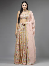 Mirror Embroidered Georgette Choli With Lehenga & Dupatta
