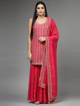 Zari Embroidered Georgette Kurti With Sharara & Dupatta