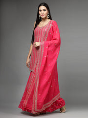 Zari Embroidered Georgette Kurti With Sharara & Dupatta