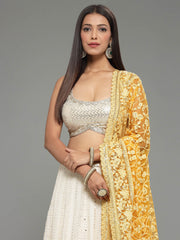 Sequin Embroidered Georgette Choli With Lehenga & Dupatta (Potli Not Included)