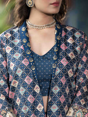 Digital Printed Art Silk Choli With Lehenga & Jacket