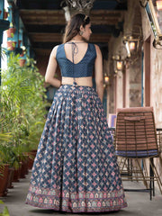 Digital Printed Art Silk Choli With Lehenga & Jacket