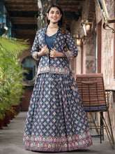 Digital Printed Art Silk Choli With Lehenga & Jacket