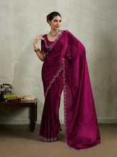 Embroidered Satin Saree