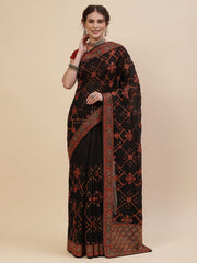 Resham Border Art Georgette Embroidered Saree