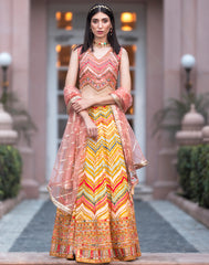 Embroidered Georgette Lehenga With Blouse And Net Dupatta