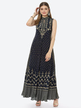 Digital Printed Crepe A-Line Gown Dress